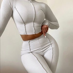 Long Sleeve Top & High Waist Skinny Pants Set